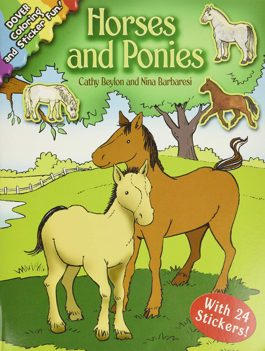 Horses and Ponies Coloring Book with 24 Stickers